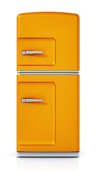 Vintage refrigerator isolated on white background. 3D illustration.
