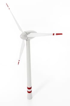 Wind turbine isolated on white background. 3D illustration.