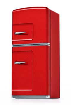 Vintage refrigerator isolated on white background. 3D illustration.