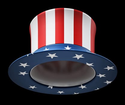American flag textured hat isolated on dark background. 3D illustration.
