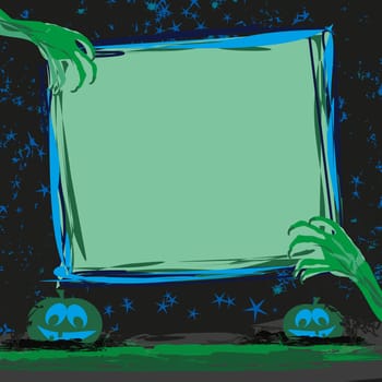 Zombie hands coming out of grave frame