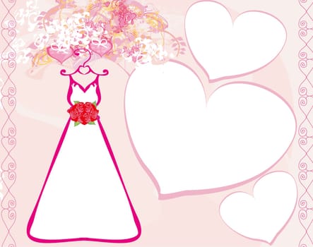 Invitation template with beautiful wedding dress.