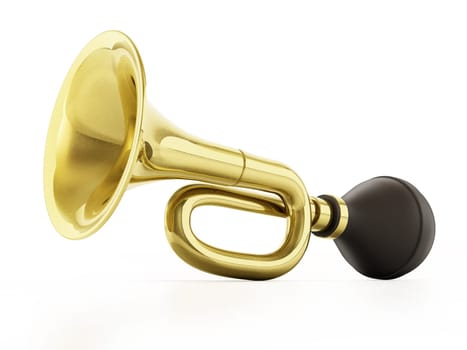 Retro bicycle horn isolated on white background. 3D illustration.