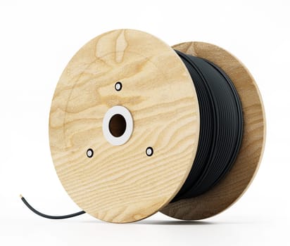 Electric cable spool isolated on white background. 3D illustration.