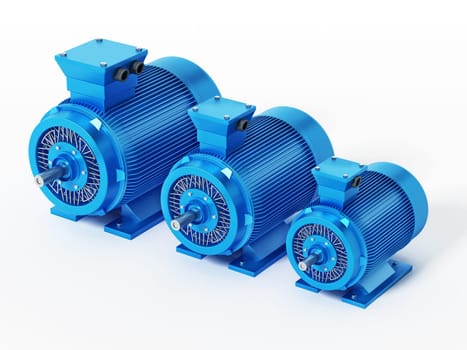 Electric motors isolated on white background. 3D illustration.
