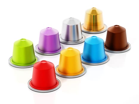 Coffee capsules isolated on white background. 3D illustration.