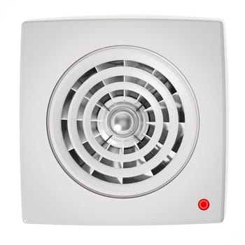 Drop grid ceiling fan isolated on white background. 3D illustration.