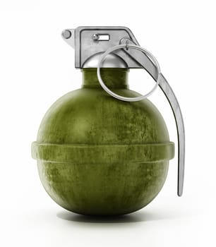 Hand grenade isolated on white background. 3D illustration.