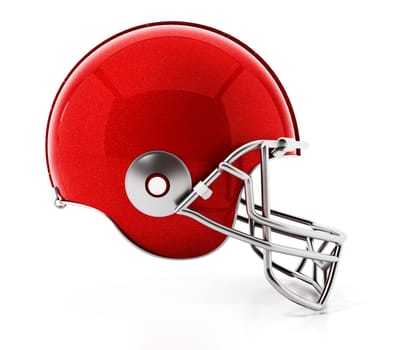 Red football helmet isolated on white background. 3D illustration.