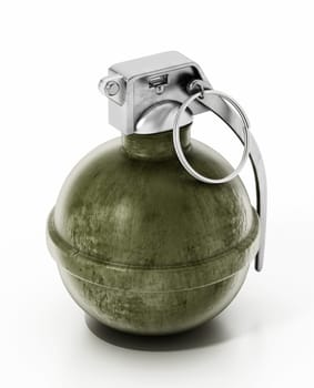 Hand grenade isolated on white background. 3D illustration.