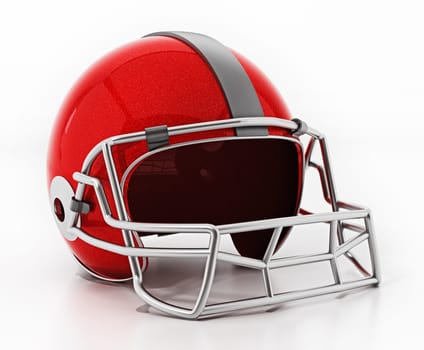 Red football helmet isolated on white background. 3D illustration.