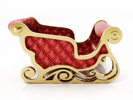 Santa's sleigh isolated on white background. 3D illustration.