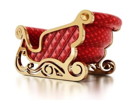 Santa's sleigh isolated on white background. 3D illustration.