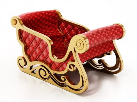 Santa's sleigh isolated on white background. 3D illustration.