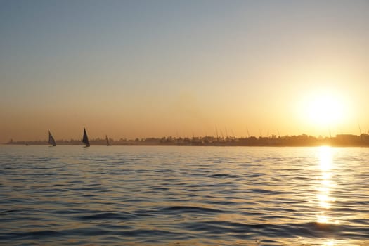 Sunset from a Felucca on the Nile in Luxor, Egypt