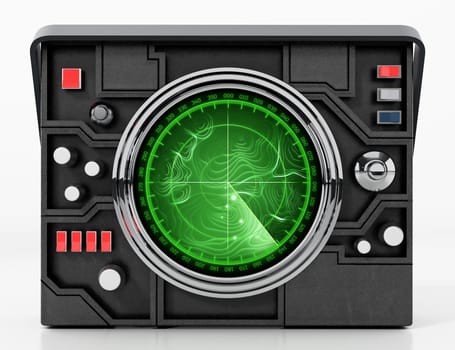 Retro radar system isolated on white background. 3D illustration.