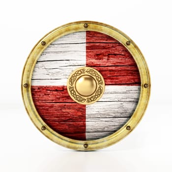 Viking shield isolated on white background. 3D illustration.