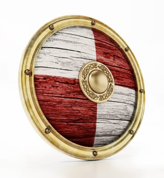 Viking shield isolated on white background. 3D illustration.