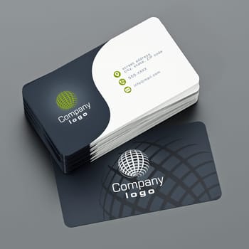 Business card back and front with generic info. 3D illustration.