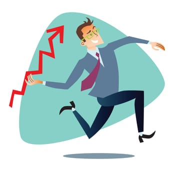 Businessman throws up a schedule of sales like spear The topics of business through images of sport and athletes in the competition. Competition success and work