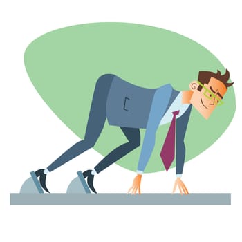 Businessman start treadmill The topics of business through images of sport and athletes in the competition. Competition success and work