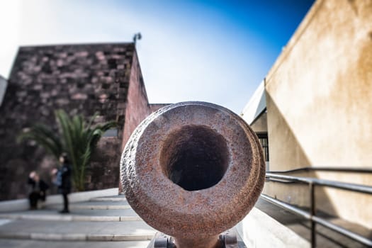 cannon wide angle. Particular of an old cannon.