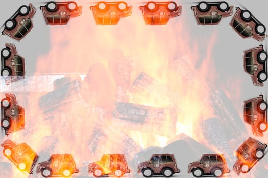 Frame of Fireman toys car. Italian little model of italian "vigili del fuoco"""