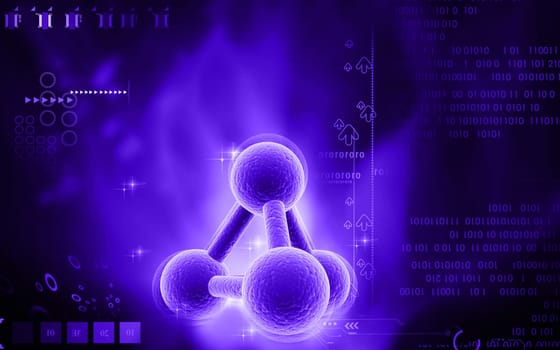 Digital illustration of molecules in colour background