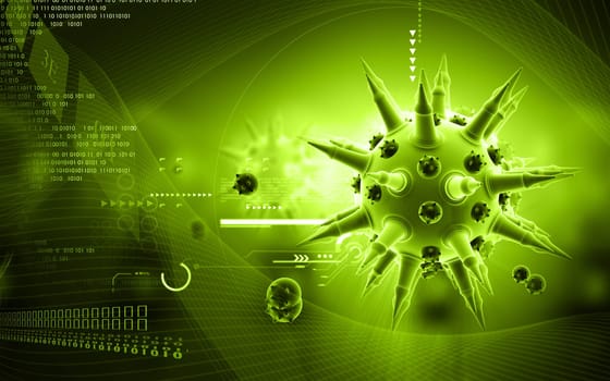 Digital illustration of Flu virus in colour background