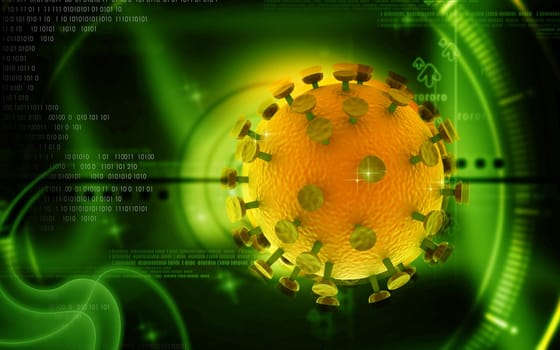 Digital illustration of HIV Virus in colour background