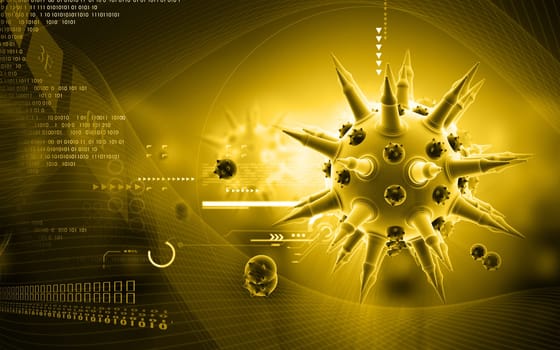 Digital illustration of Flu virus in colour background