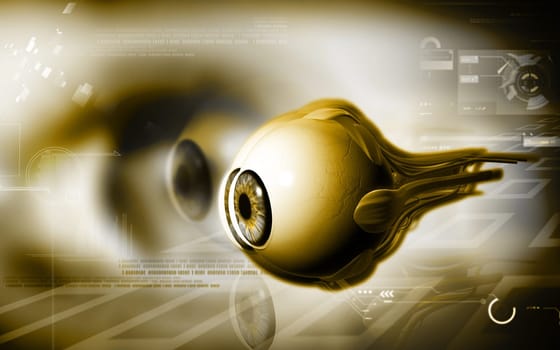 Digital illustration of eye in colour background