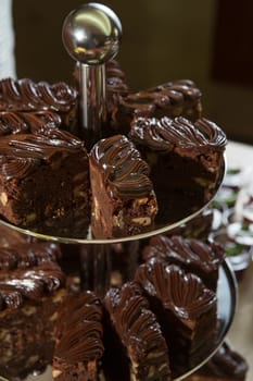 The Delicious dark chocolate cake with walnuts