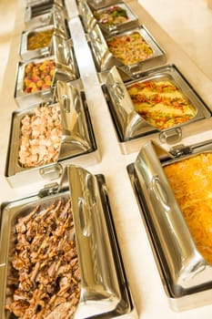 The food buffet in restaurant. Close up