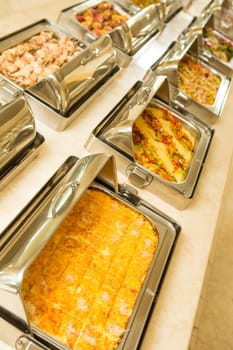 The food buffet in restaurant. Close up
