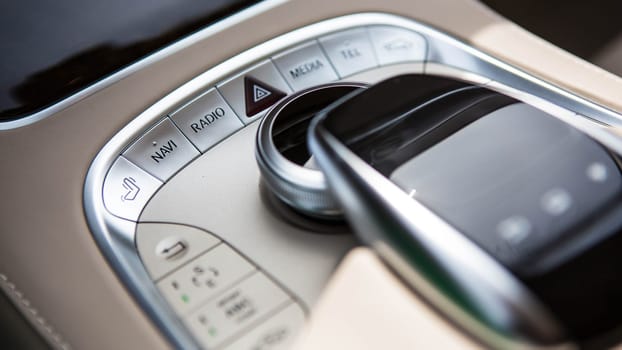 Luxury car interior details. Shallow DOF - selective focus