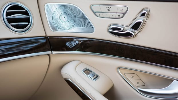 Luxury car interior details. Shallow DOF - selective focus