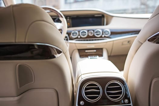 Luxury car interior details. Shallow DOF - selective focus