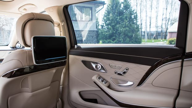 Luxury car interior details. Shallow DOF - selective focus