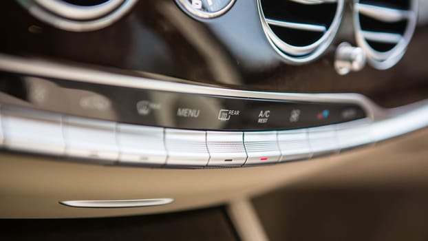 Luxury car interior details. Shallow DOF - selective focus
