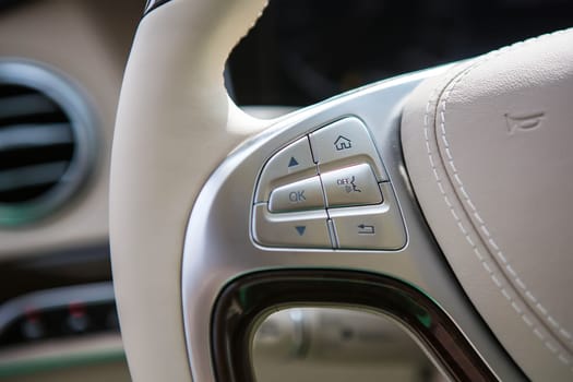 Luxury car interior details. Shallow DOF - selective focus