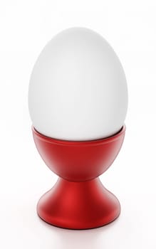 Egg holder with white egg isolated on white background. 3D illustration.