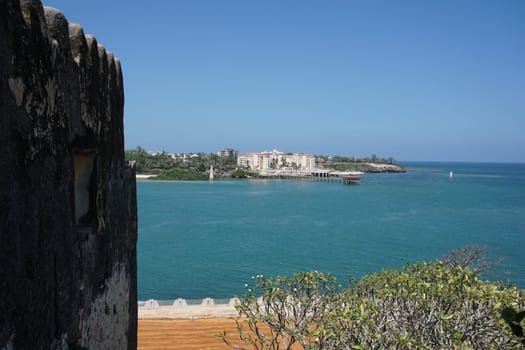 View from Fort Jesus in Mombasa onto the beach, Kenya