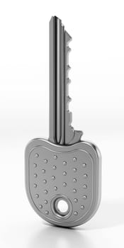 Metal key isolated on white background. 3D illustration.