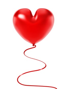 Heart shaped balloon isolated on white background. 3D illustration.