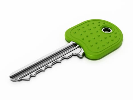 Metal key isolated on white background. 3D illustration.