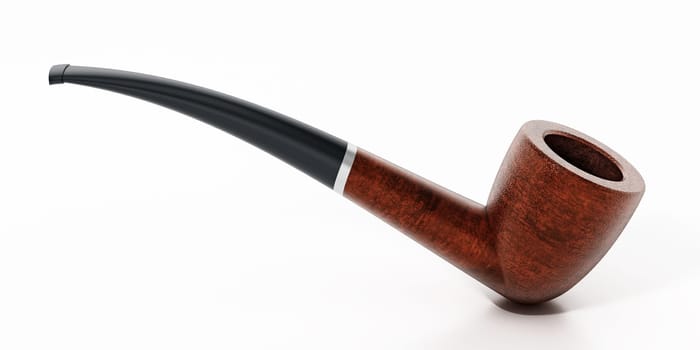 Vintage tobacco pipe isolated on white background. 3D illustration.