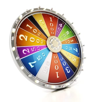 Prize wheel isolated on white background. 3D illustration.