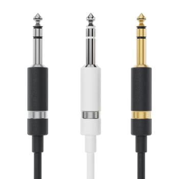 Audio jacks isolated on white background. 3D illustration.
