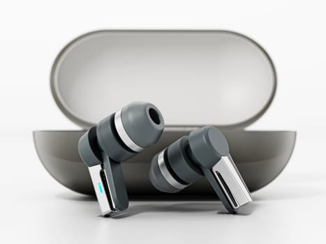 Generic bluetooth headphones isolated on white. 3D illustration.